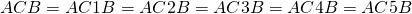 ACB=AC1B=AC2B=AC3B=AC4B=AC5B