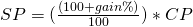 SP = (\frac{(100+gain\%)}{100})*CP