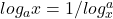 log_a x = 1/log_x^a