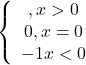 \left\{\begin{array} 1, x > 0 \\0, x= 0 \\ -1 x < 0 \end{array}\right.