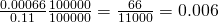 \frac{0.00066}{0.11}×\frac{100000}{100000} = \frac{66}{11000}=0.006