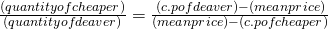 \frac{(quantity of cheaper)}{(quantity of deaver)}= \frac{(c.p of deaver)-(mean price)}{(mean price)-(c.p of cheaper)}