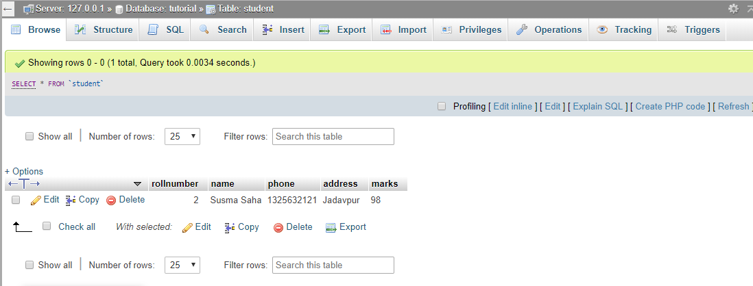 Showing record after deleting first record in php mysql