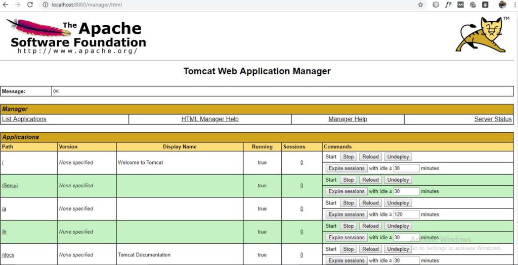 Tomcat Application Manager