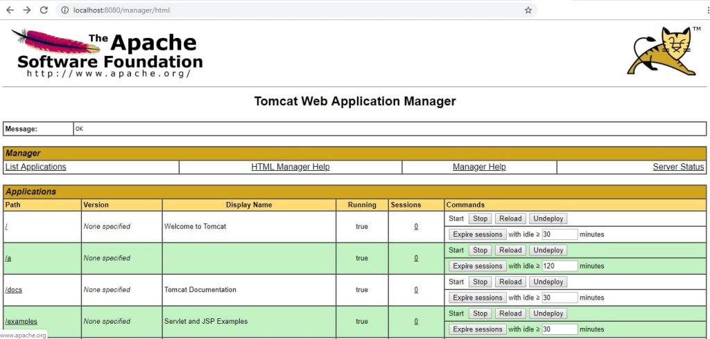 Tomcat Web Application Manager