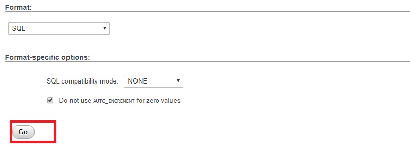 phpMyAdmin importing database