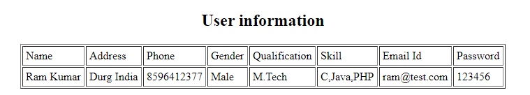 User Form in PHP