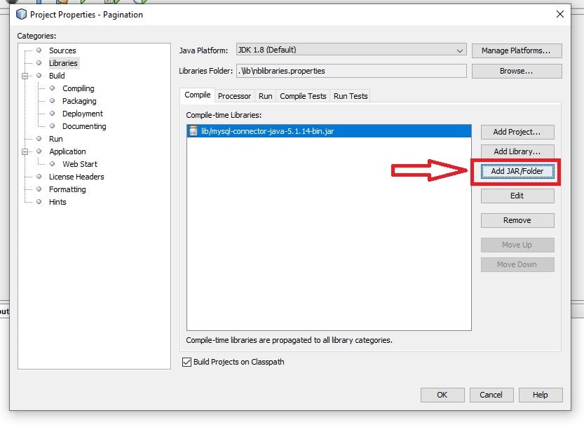 How to add mysql-connector-java-5.1.14-bin.jar in NetBean IDE