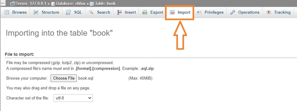 How to import data in MySQL database