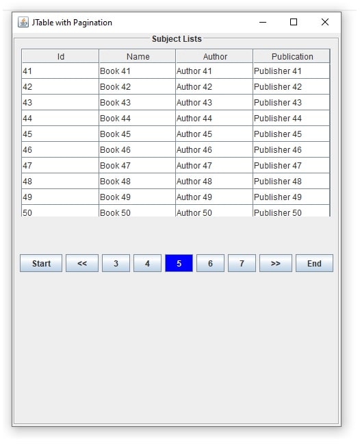 JTable Pagination in Java JDBC and MySQL Database