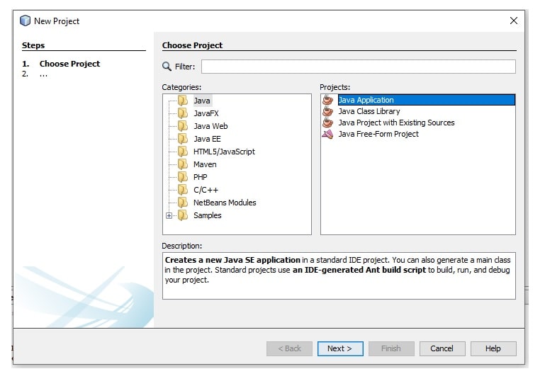 Fig: New Project Start in NetBeans