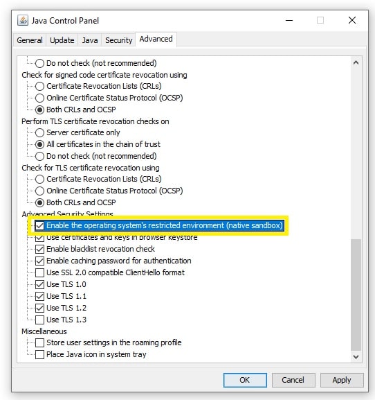 Java control panel to solve java.io.ioexception In Minecraft