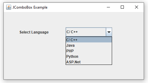 JCombobox Example in netbeans