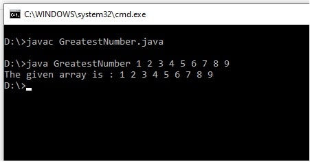 9 integer numbers as command-line arguments in java