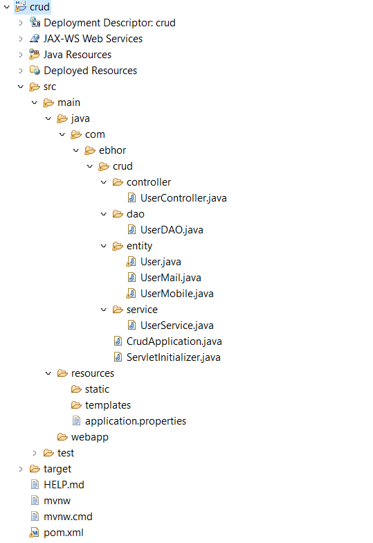 SpringBoot JPA @OneToMany Mapping Project Directory Structure