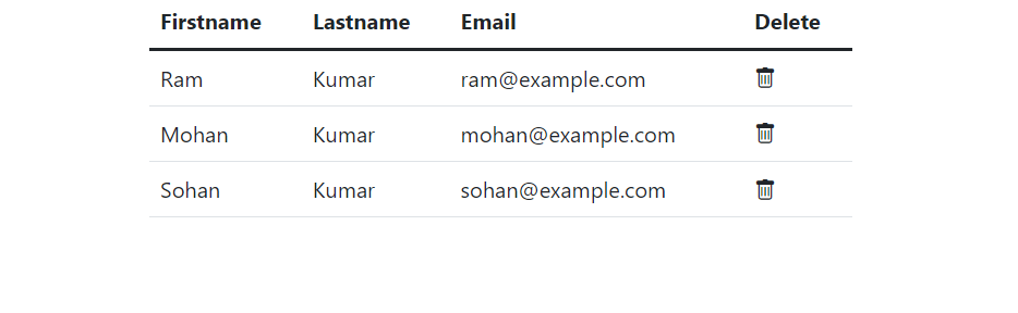 Removing a row from bootstrap table