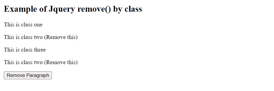 remove Jquery element by class