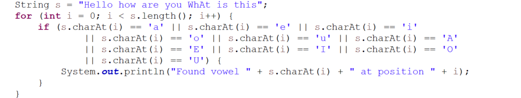 Java program to print vowels in a String