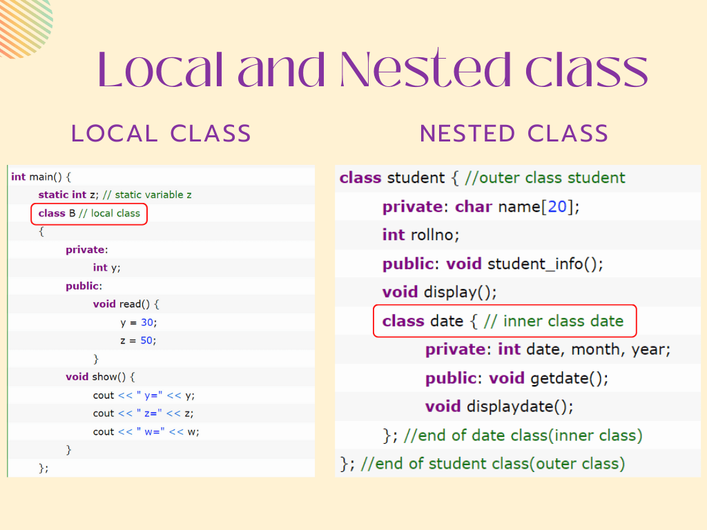 Local And Nested Classes In C++
