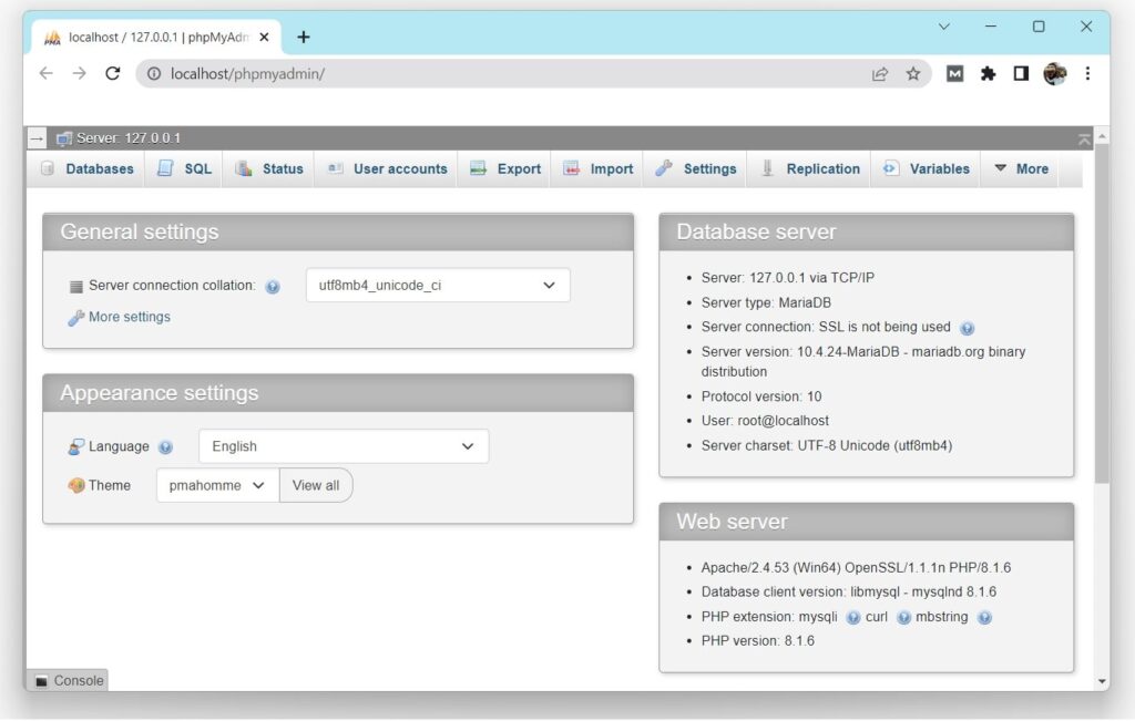 Localhost/Phpmyadmin/