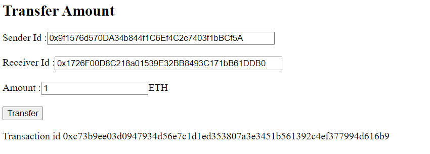 Transferring Account in Blockchain using Web3.js