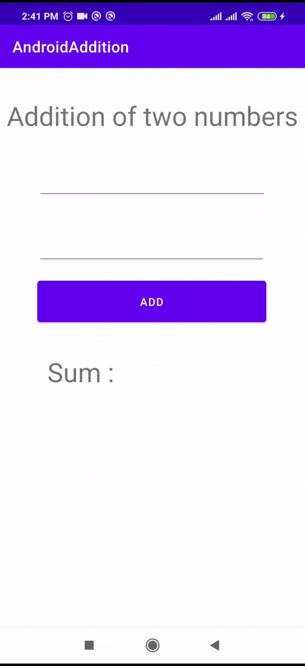 Addition Of Two Numbers In Android