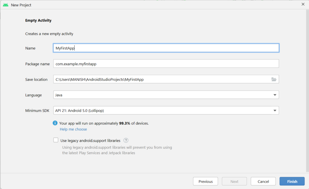 Android Studio Hello World First Example - Ebhor.com