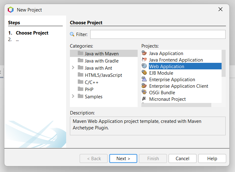 Java and Maven project creation