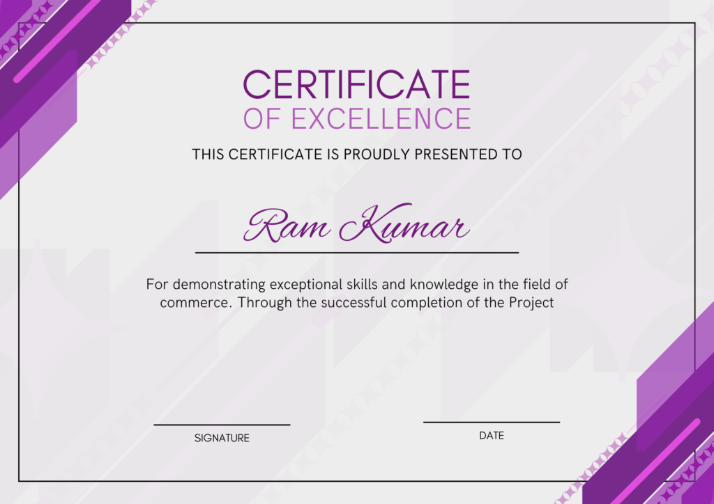 Excellence Certificate Commerce