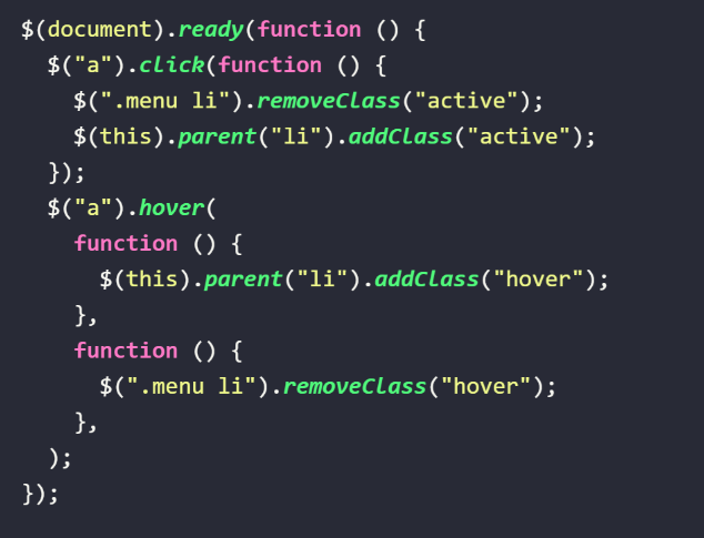HTML menu using JQuery hover